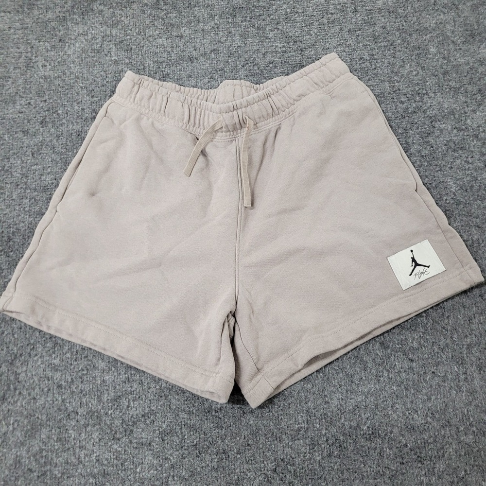 Jordan Shorts Womens Size S Tan Flight Fleece Loose Fit Cotton Drawstring Casual